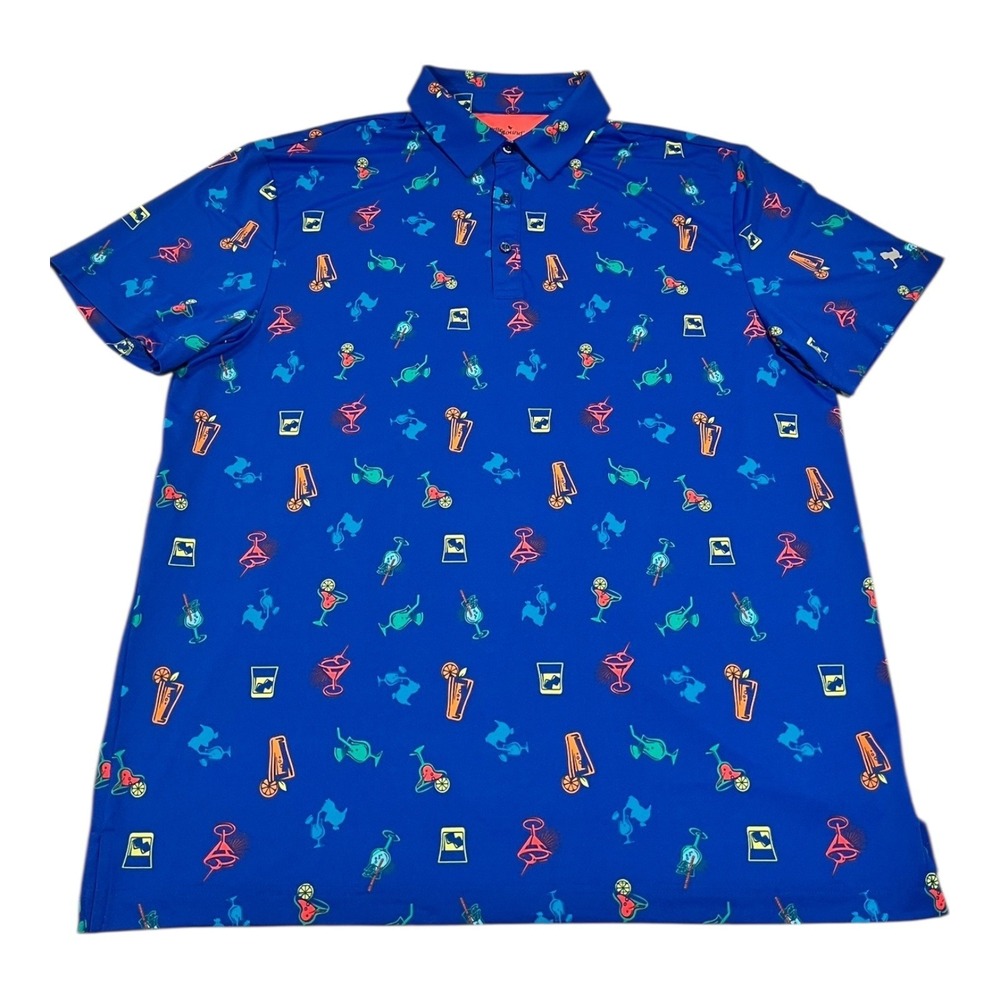 Birdie Bound Mens L Blue Golf Polo Shirt Performance Stretch
